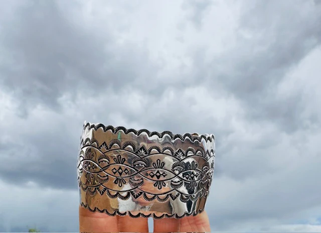 Silver Scalloped Stamped Cuff