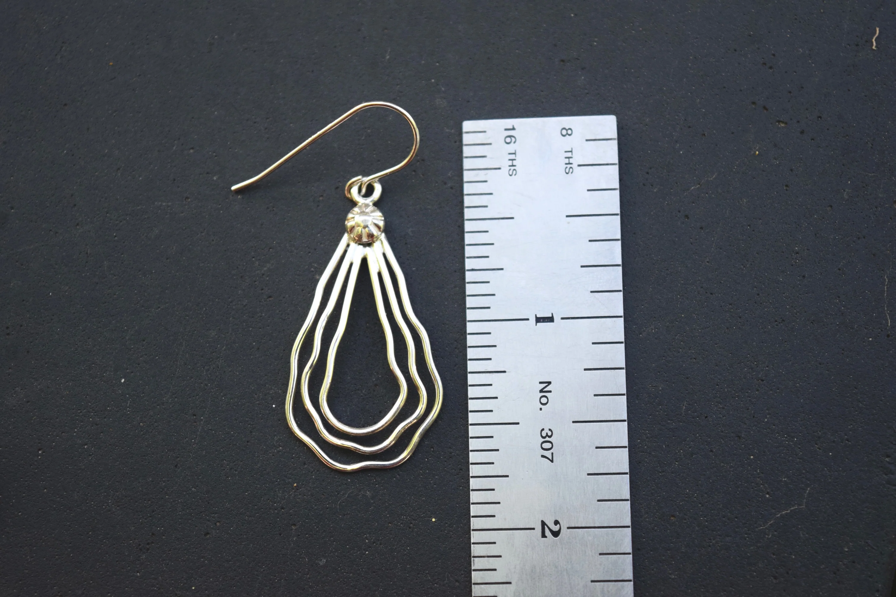 SILVER TEARDROP WAVE EARRINGS FROM THE RODGES COLLECTION - Image 2
