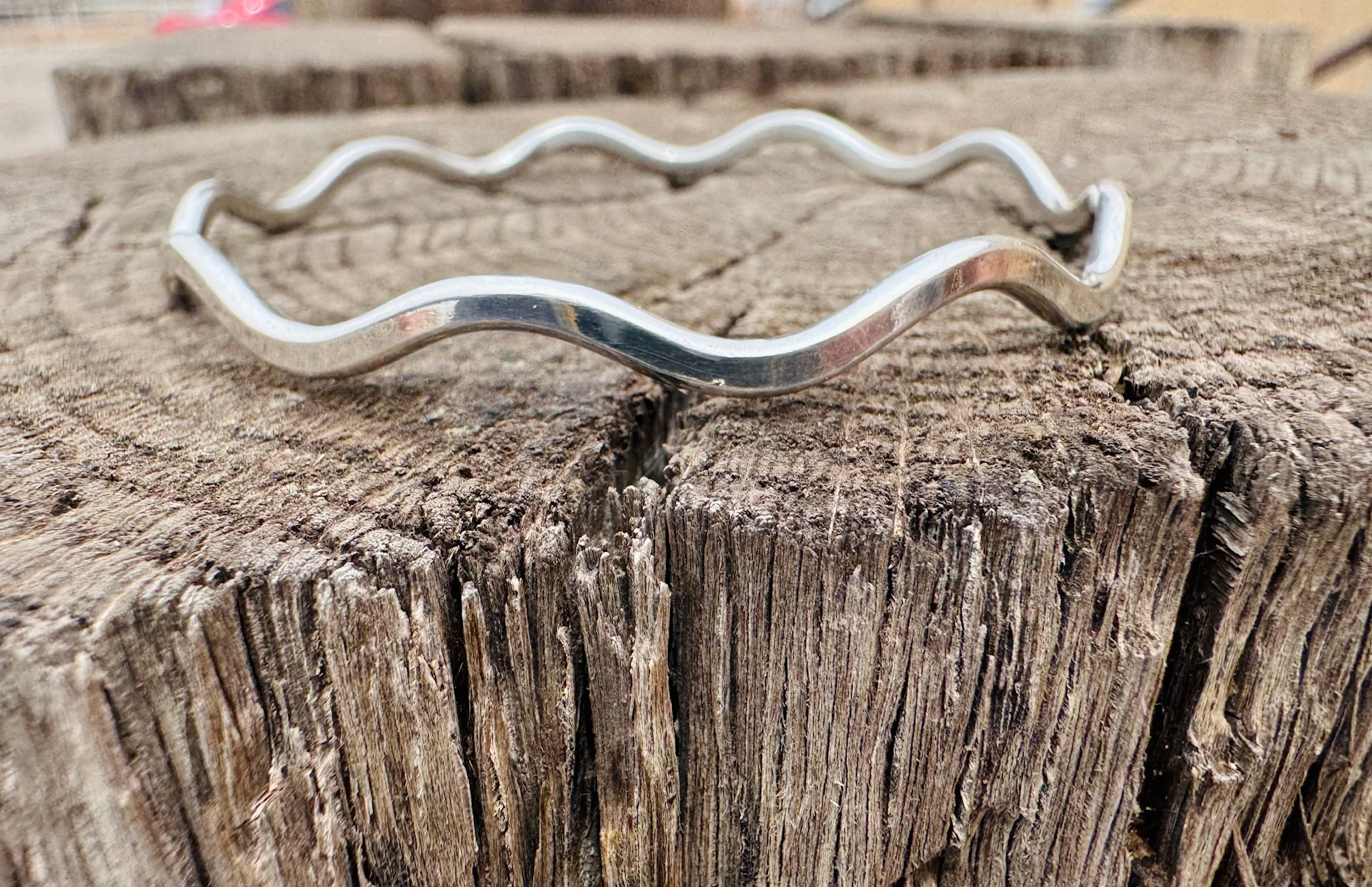 Silver Wave Bangle - Image 2
