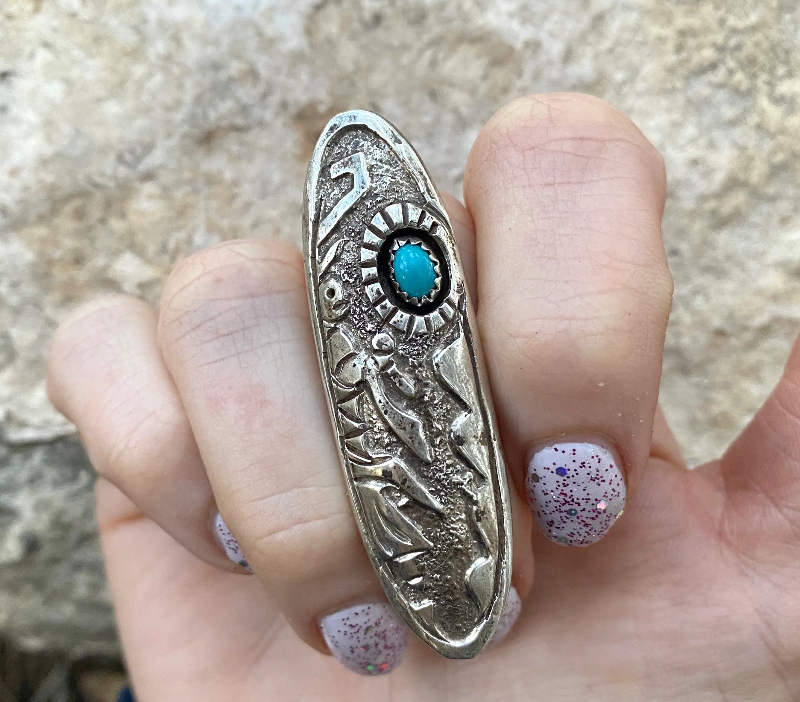 Sleeping Beauty Kachina Overlay Ring From The Rogers Collection - Image 4