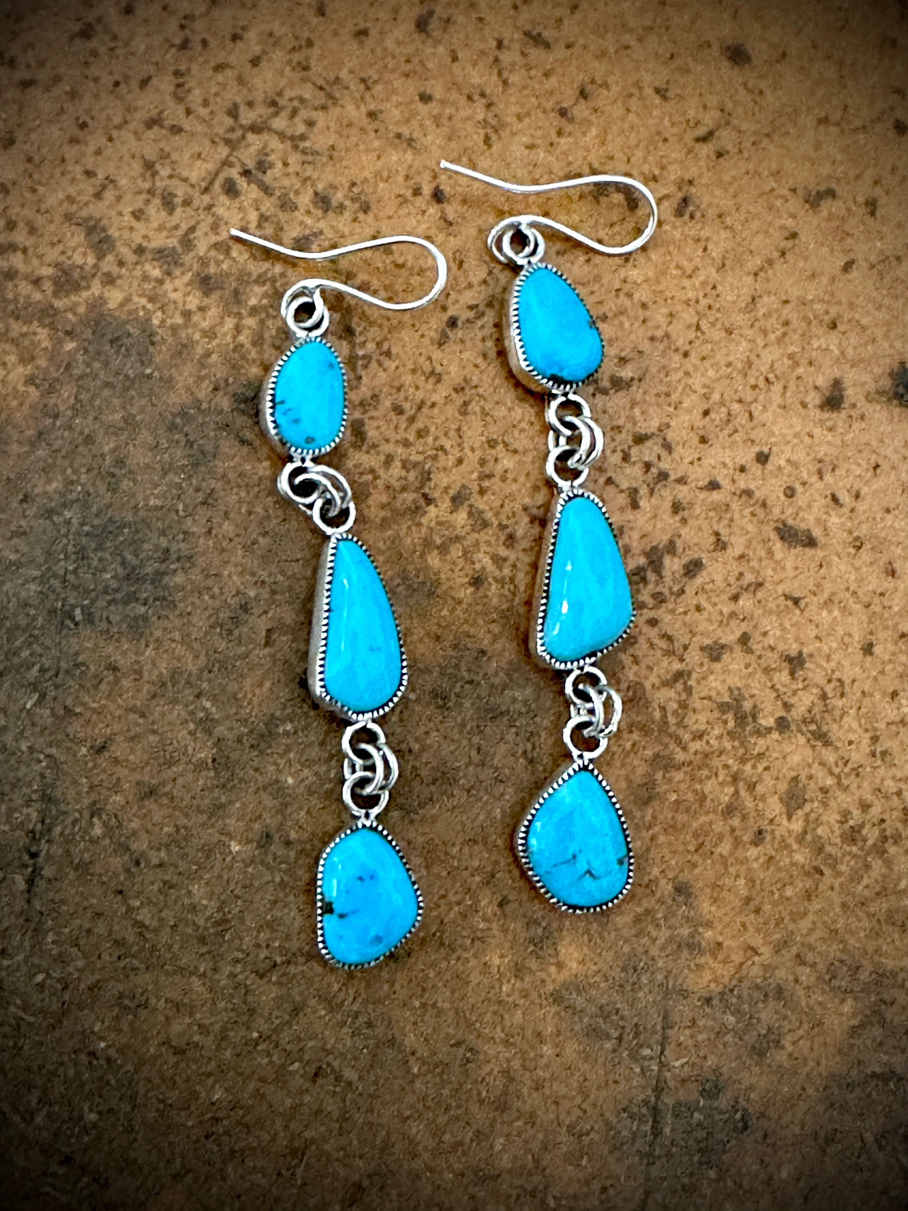 Smokey Gchachu 3 Tier Turquoise Earrings - Image 2