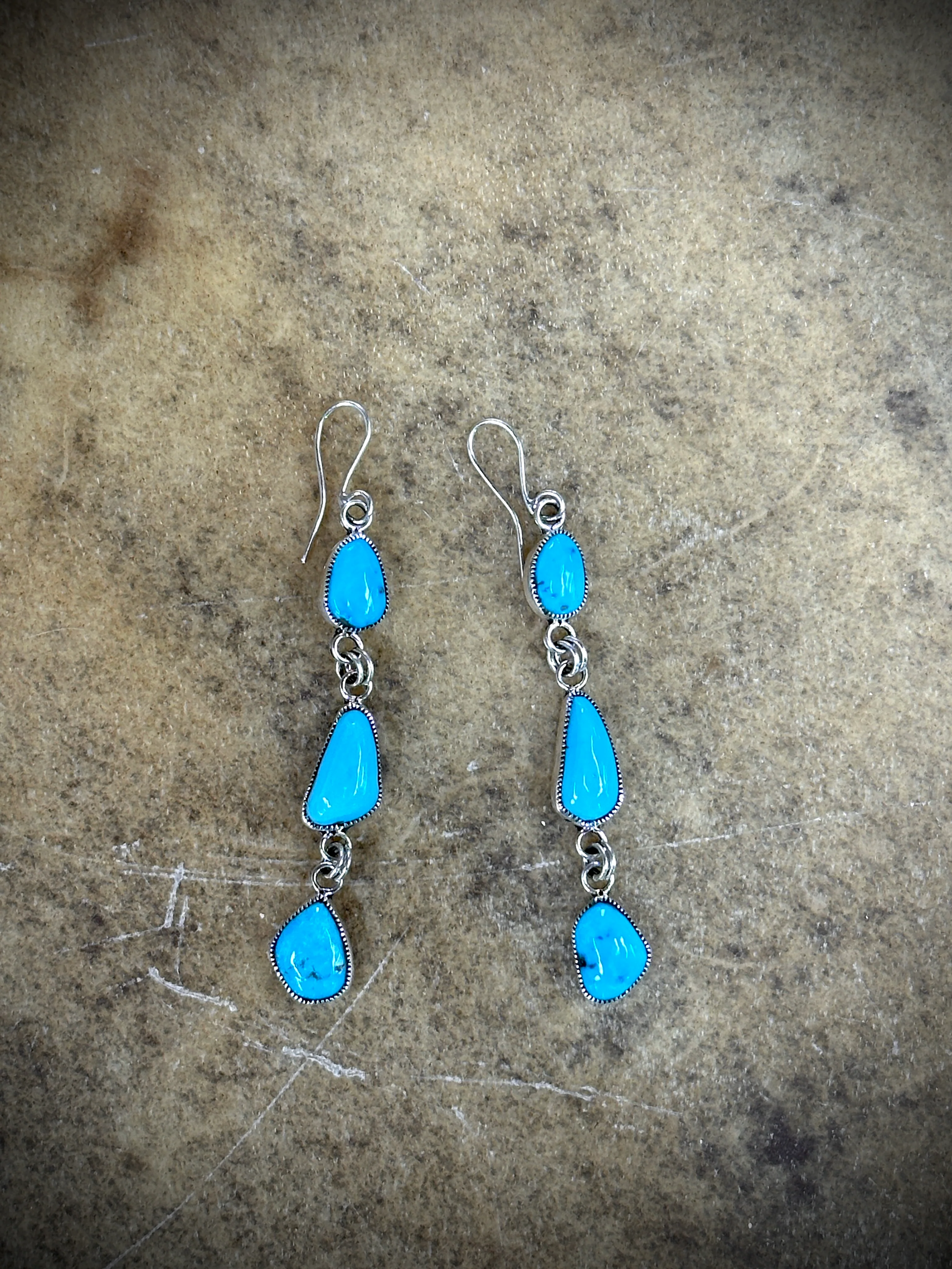 Smokey Gchachu 3 Tier Turquoise Earrings - Image 3