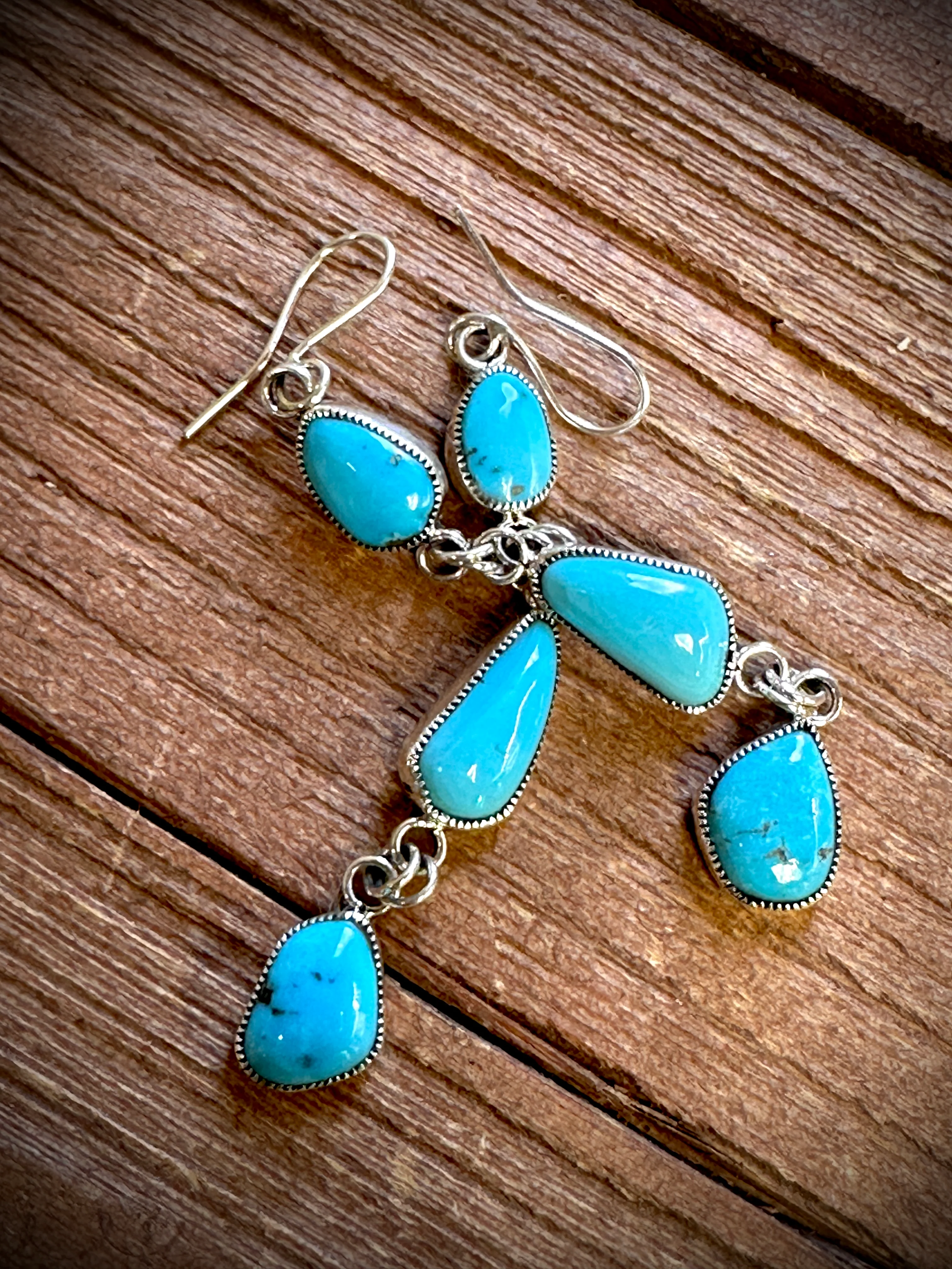 Smokey Gchachu 3 Tier Turquoise Earrings - Image 4