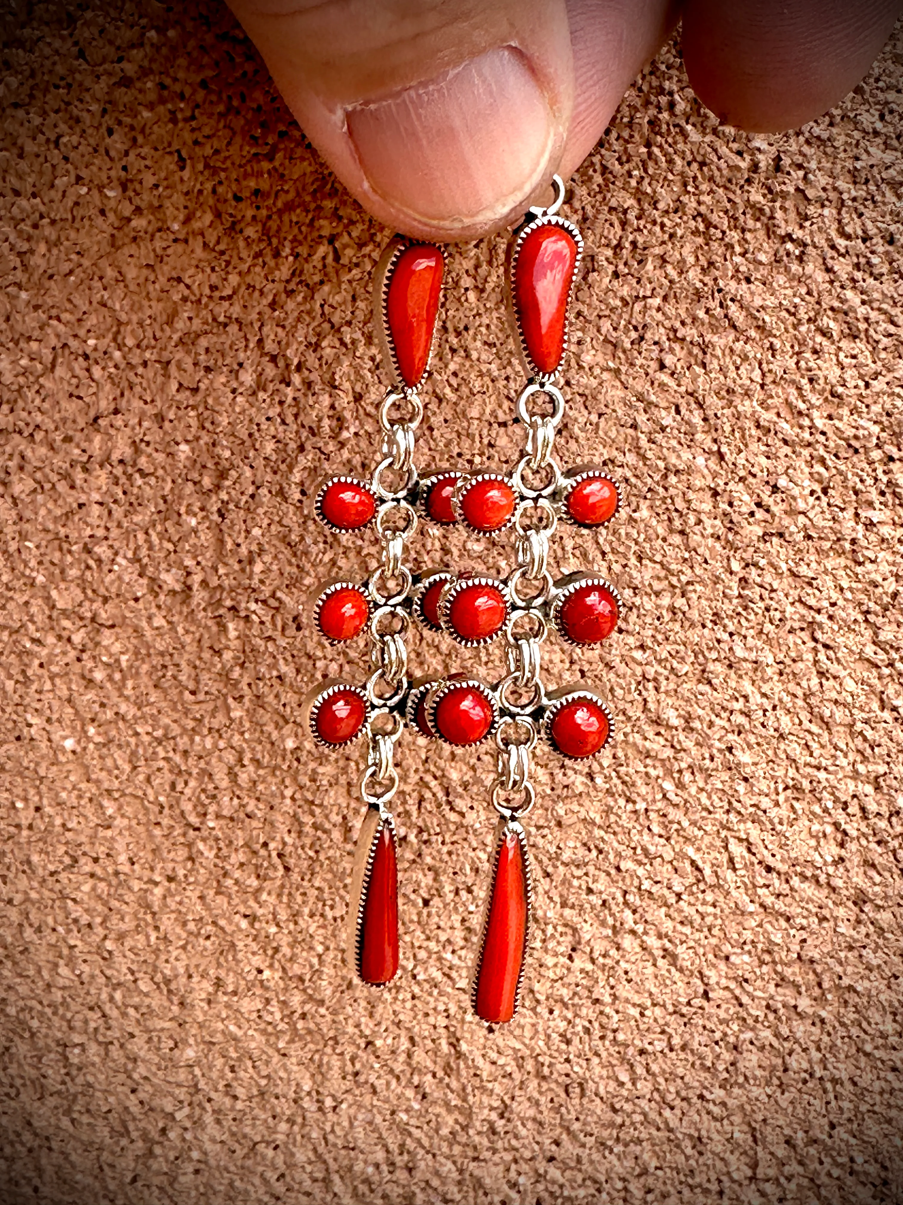 Smokey Gchachu Coral Dangle Earrings - Image 3