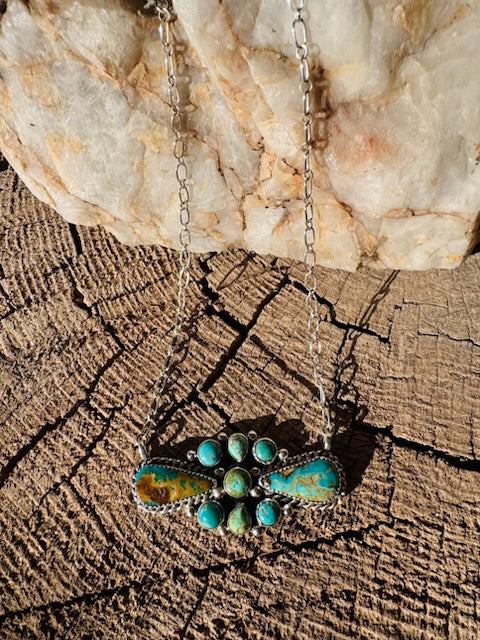 Sonoran  Gold Turquoise Cluster Necklace - Image 2