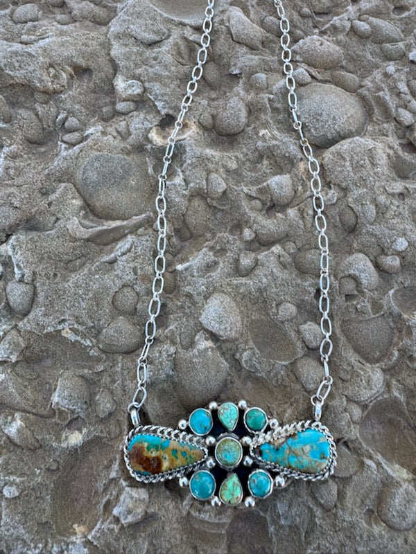 Sonoran  Gold Turquoise Cluster Necklace - Image 3