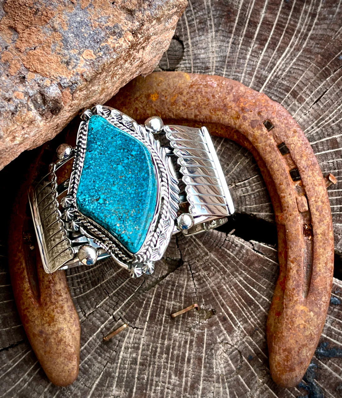 Spider Web Nevada Turquoise Created by Clarence Long (one of a kind) - Image 2