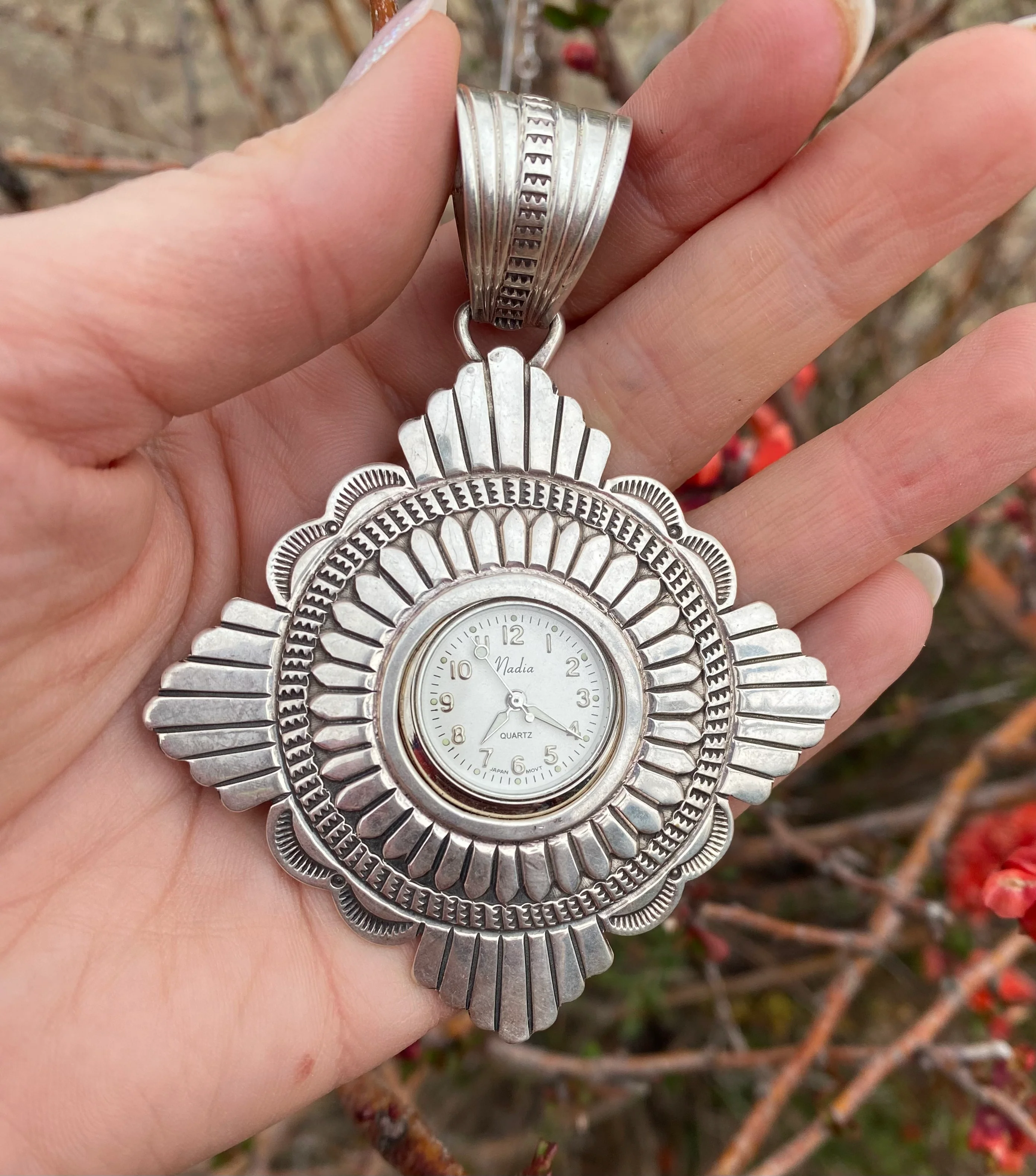 Sterling Silver Clock Pendant Necklace From The Rodgers Collection - Image 2