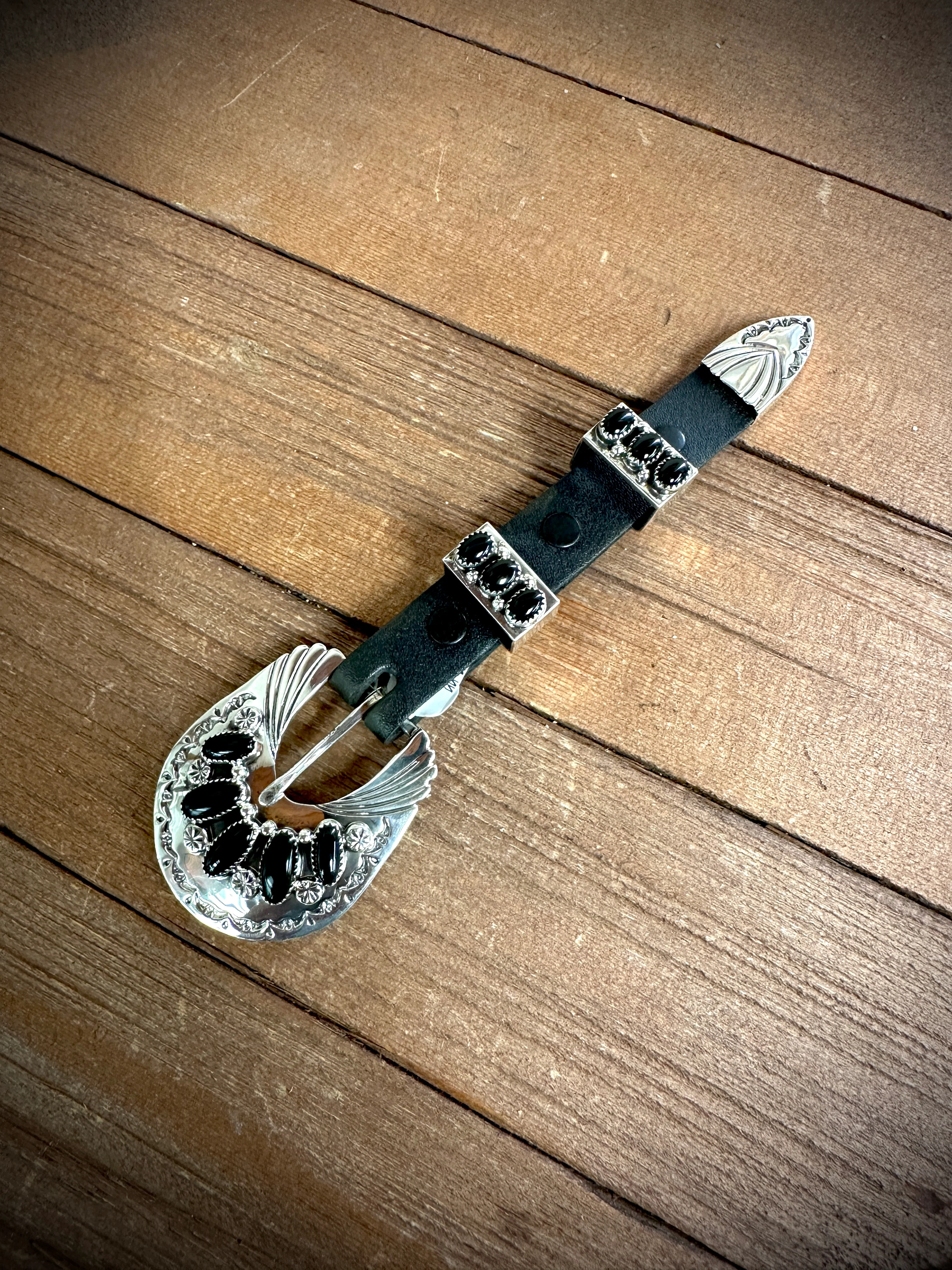 Sterling Silver Onyx Ranger Belt Buckle - Image 3