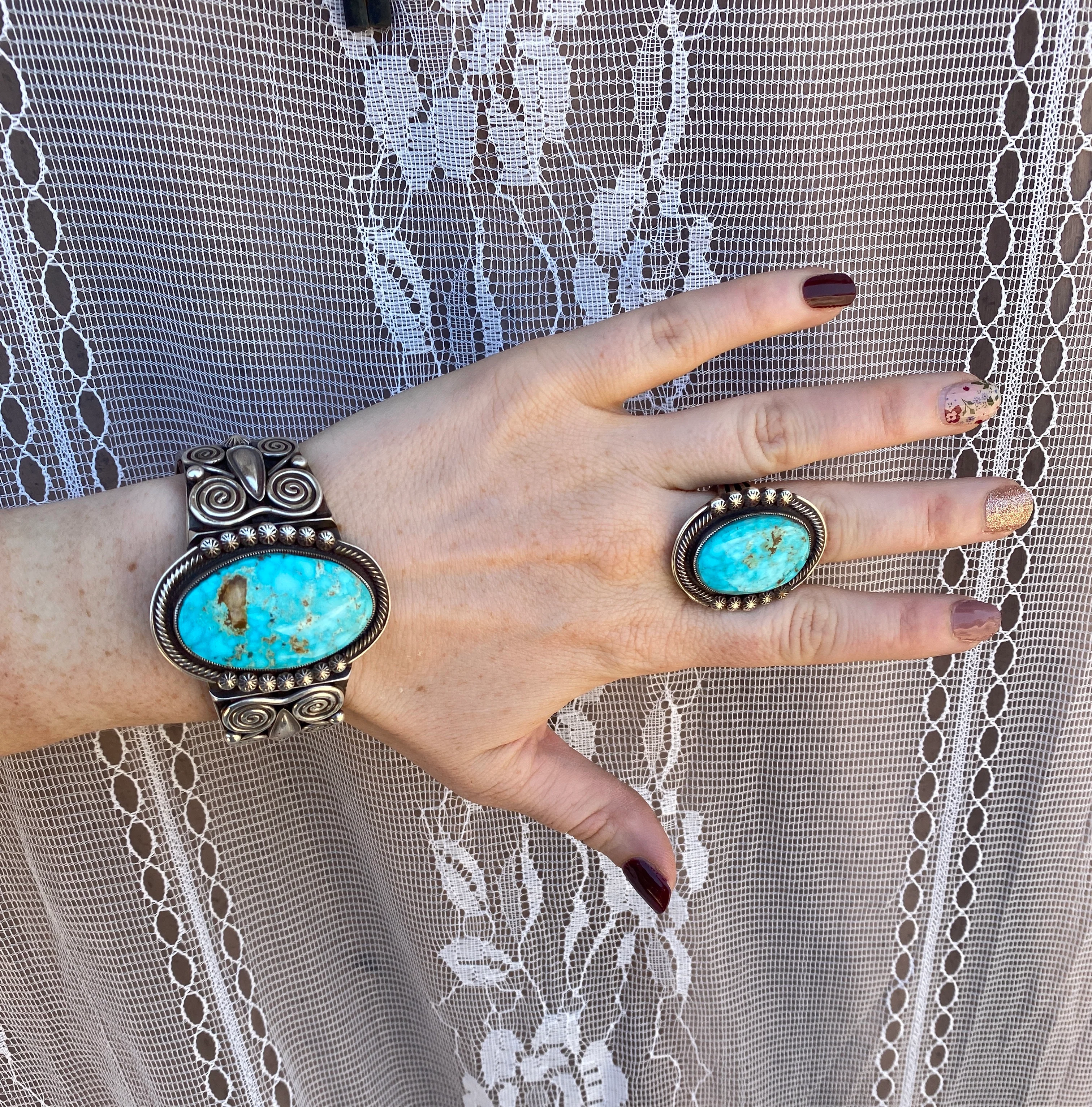 Stunner Turquoise Cuff and Ring Set From The Rodgers Collection - Image 8