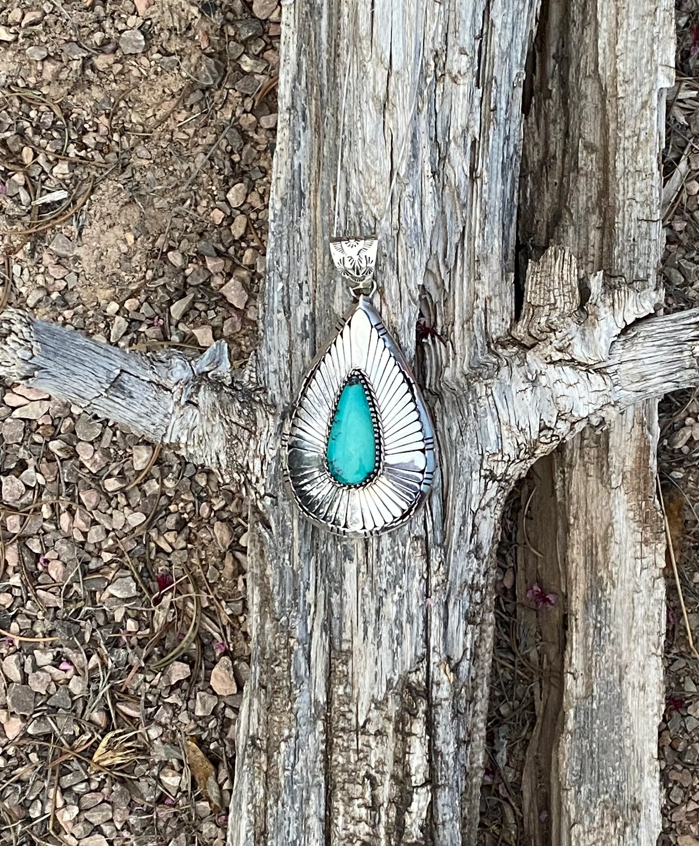 Tear Drop Blue Turquoise Necklace From The Rodgers Collection - Image 3