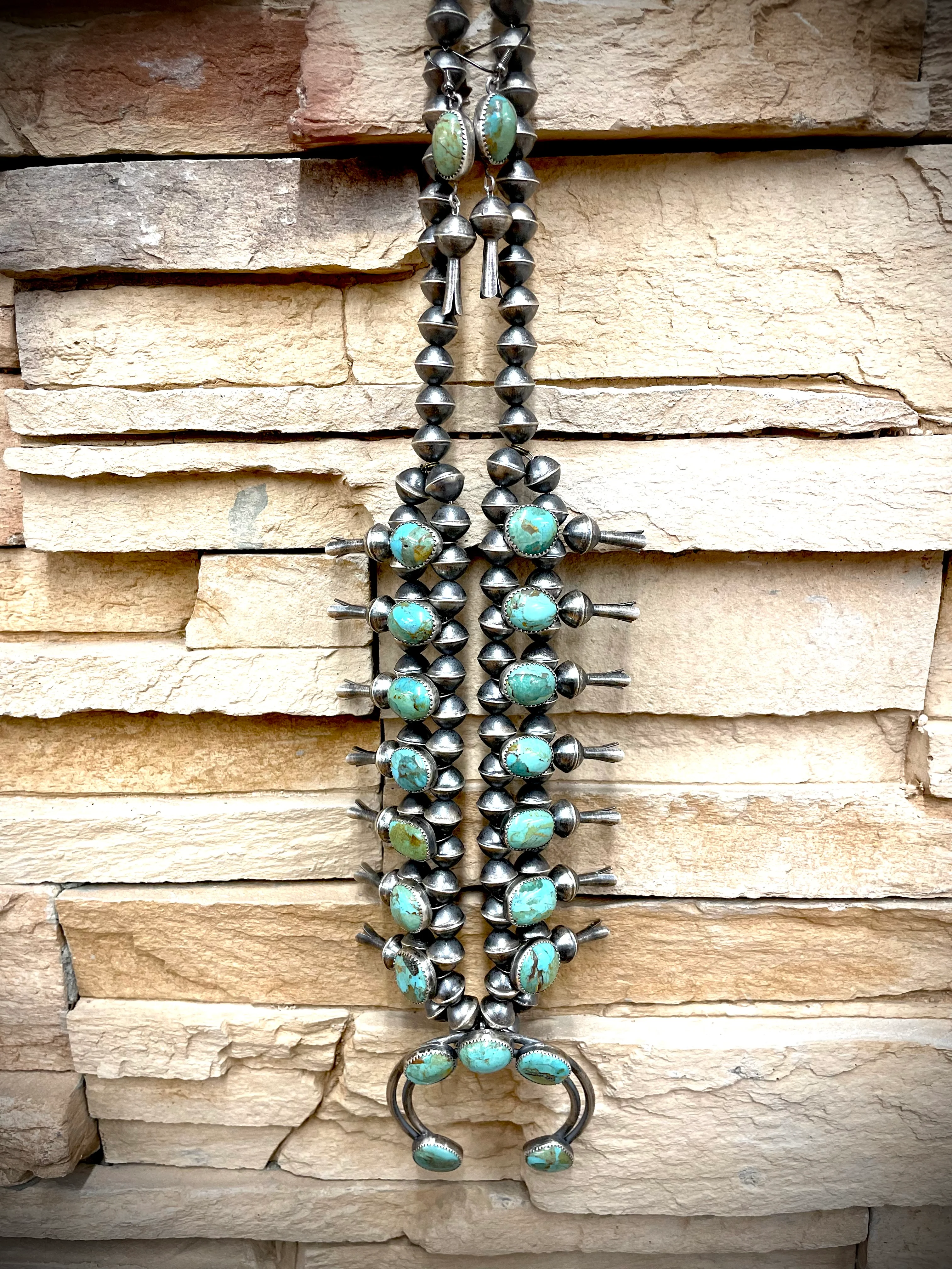 Traditional Navajo Squash Blossom and Earrings - Image 3