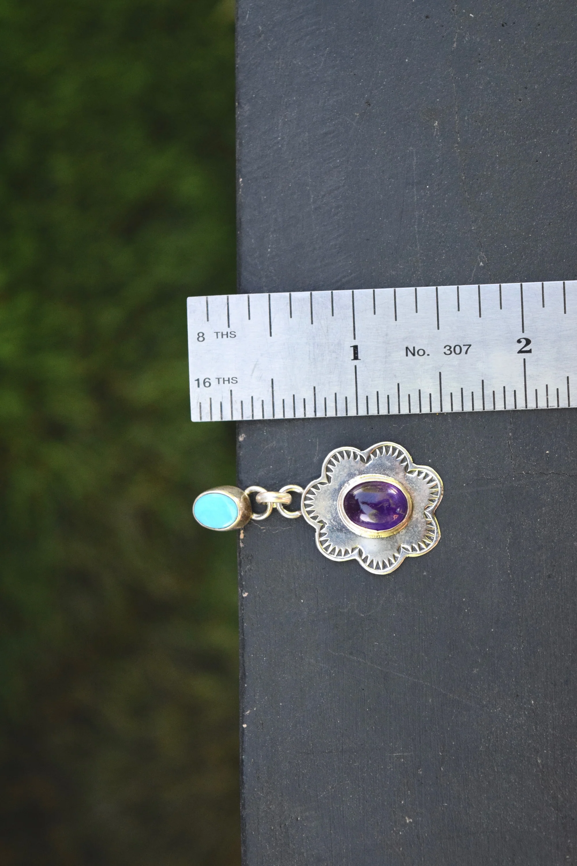 TURQUOISE AND AMETHYST FLORAL EARRINGS FROM THE RODGERS COLLECTION - Image 2