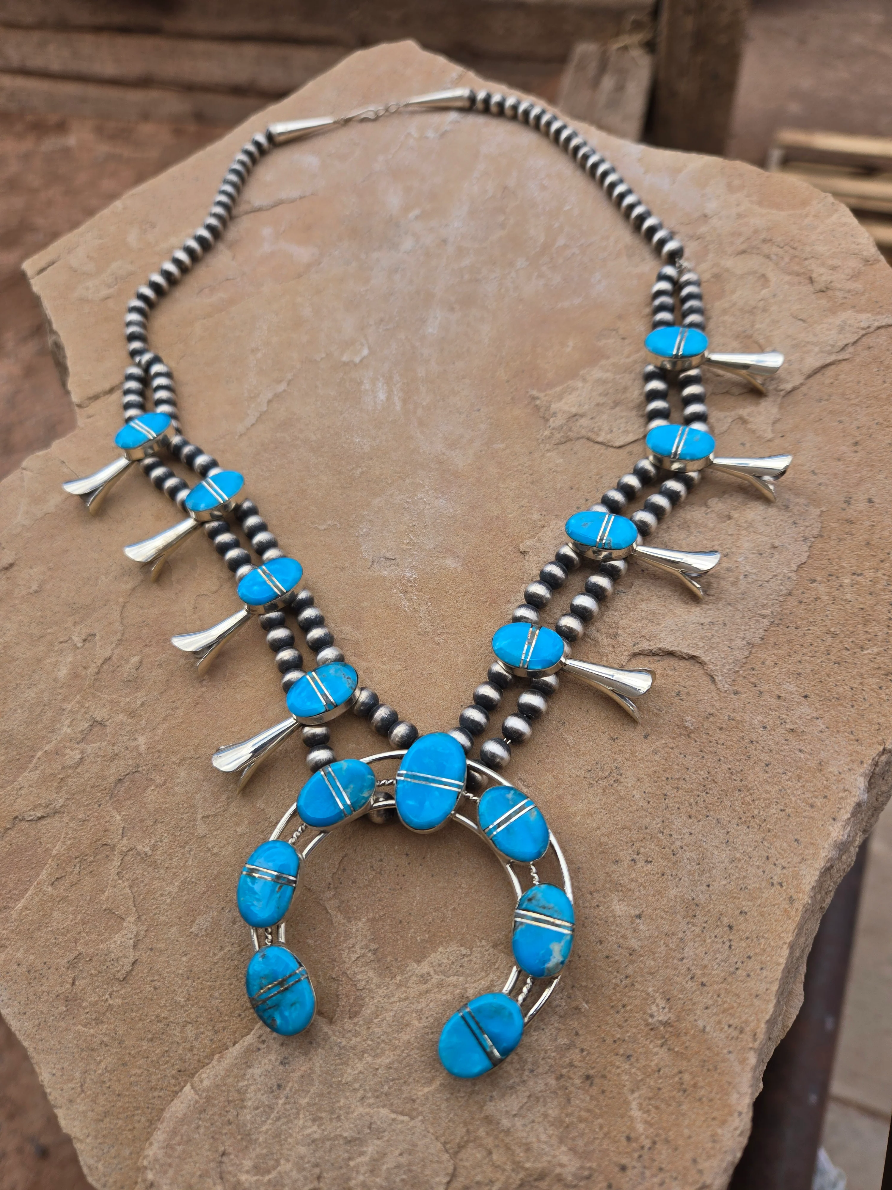 Turquoise inlay zuni Sqash by Ivin Tsosie