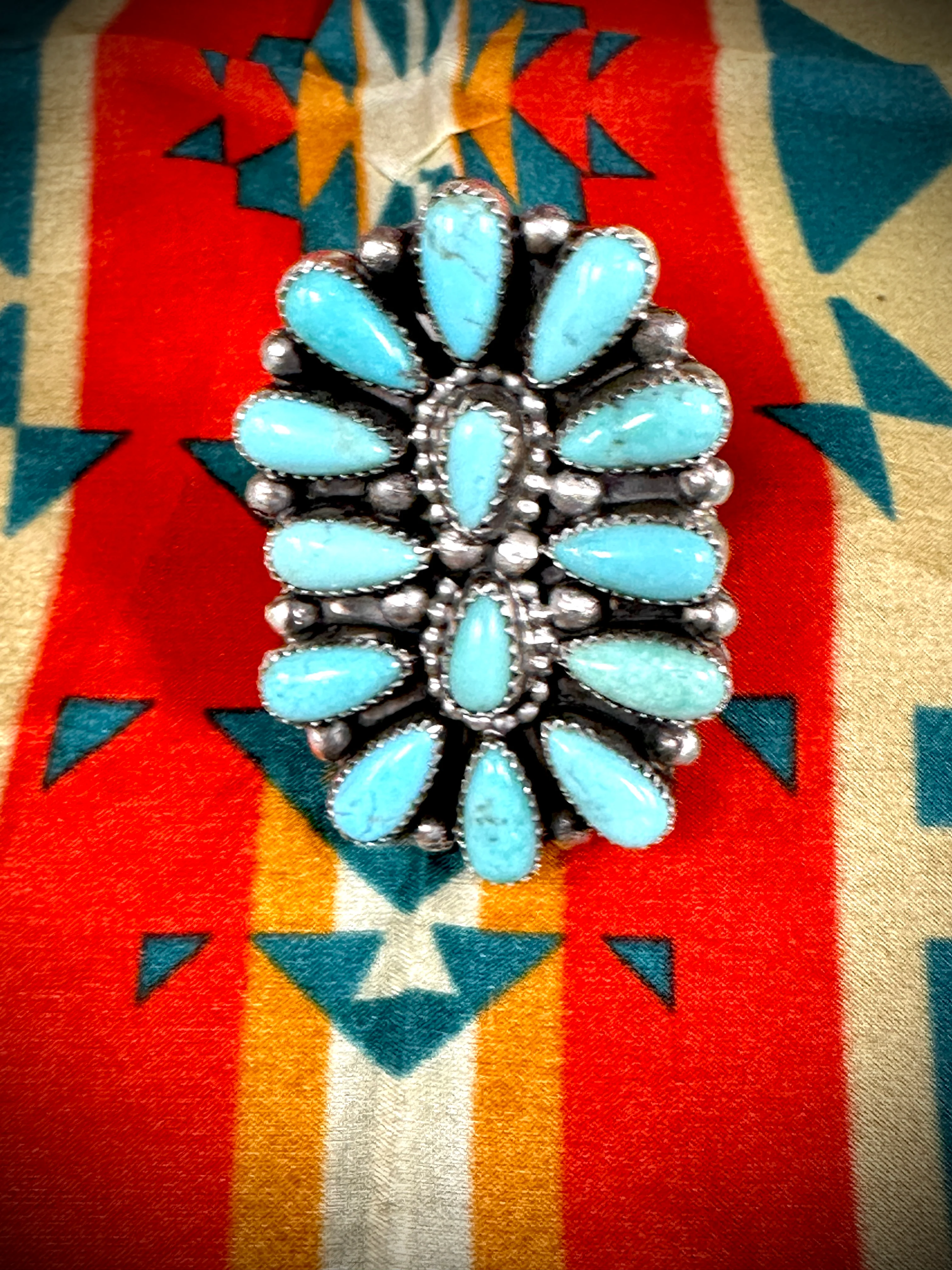 Turquoise Teardrop Cluster Ring - Image 2