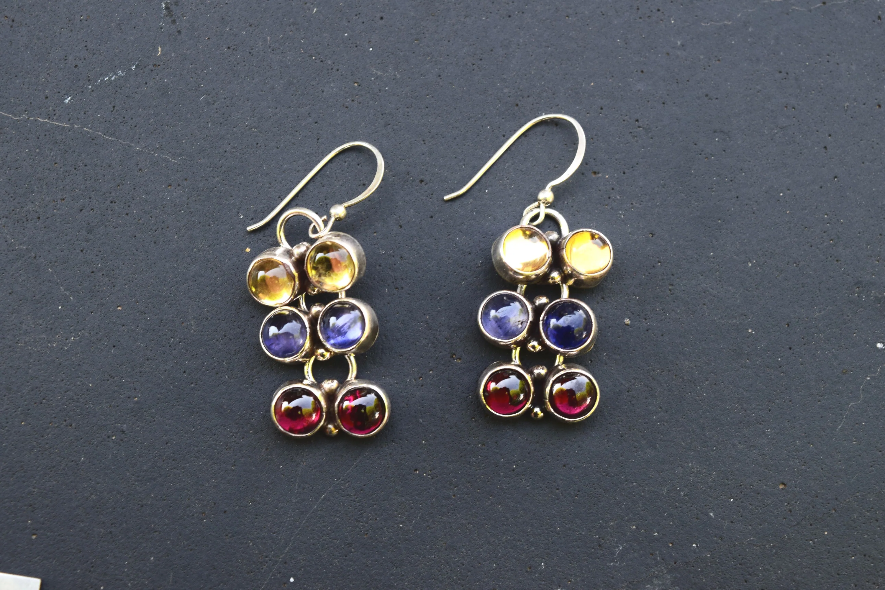 VINATGE GEM CLUSTER DANGLE EARRINGS FROM THE RODGERS COLLECTION