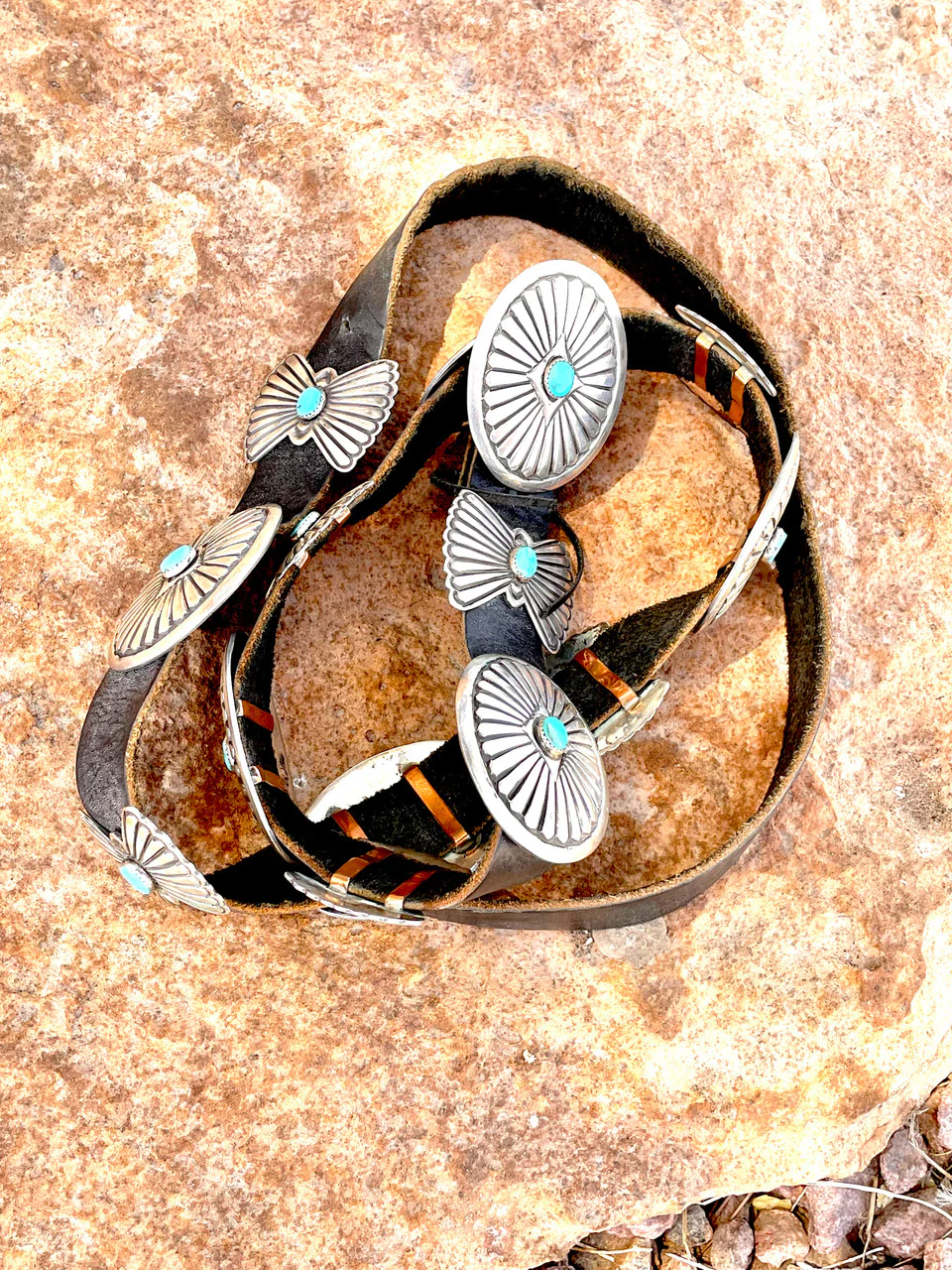 Vintage Chaco Canyon Turquoise Concho Belt - Image 3