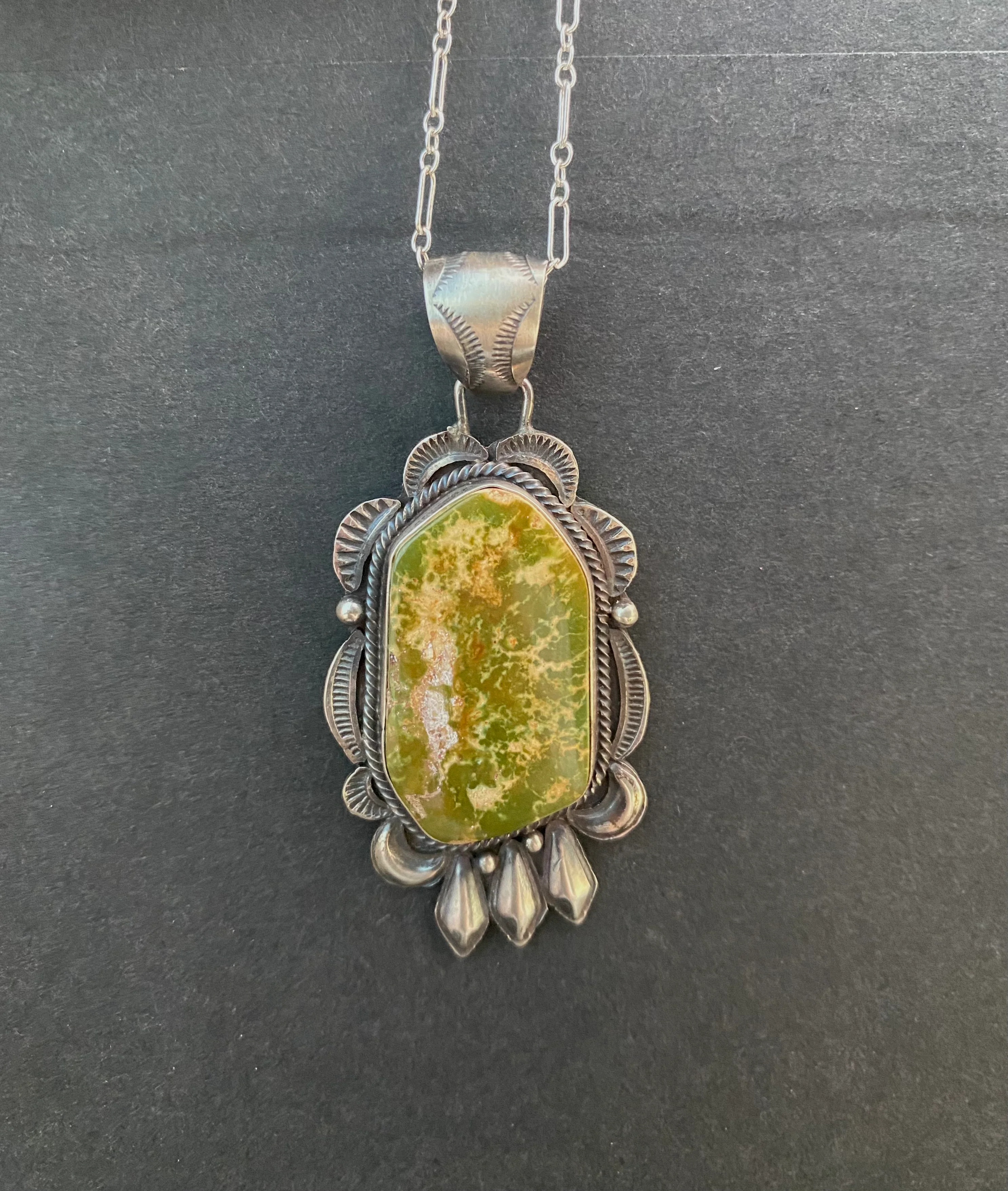 Vintage Green Flower Royston Necklace From The Rodgers Collection