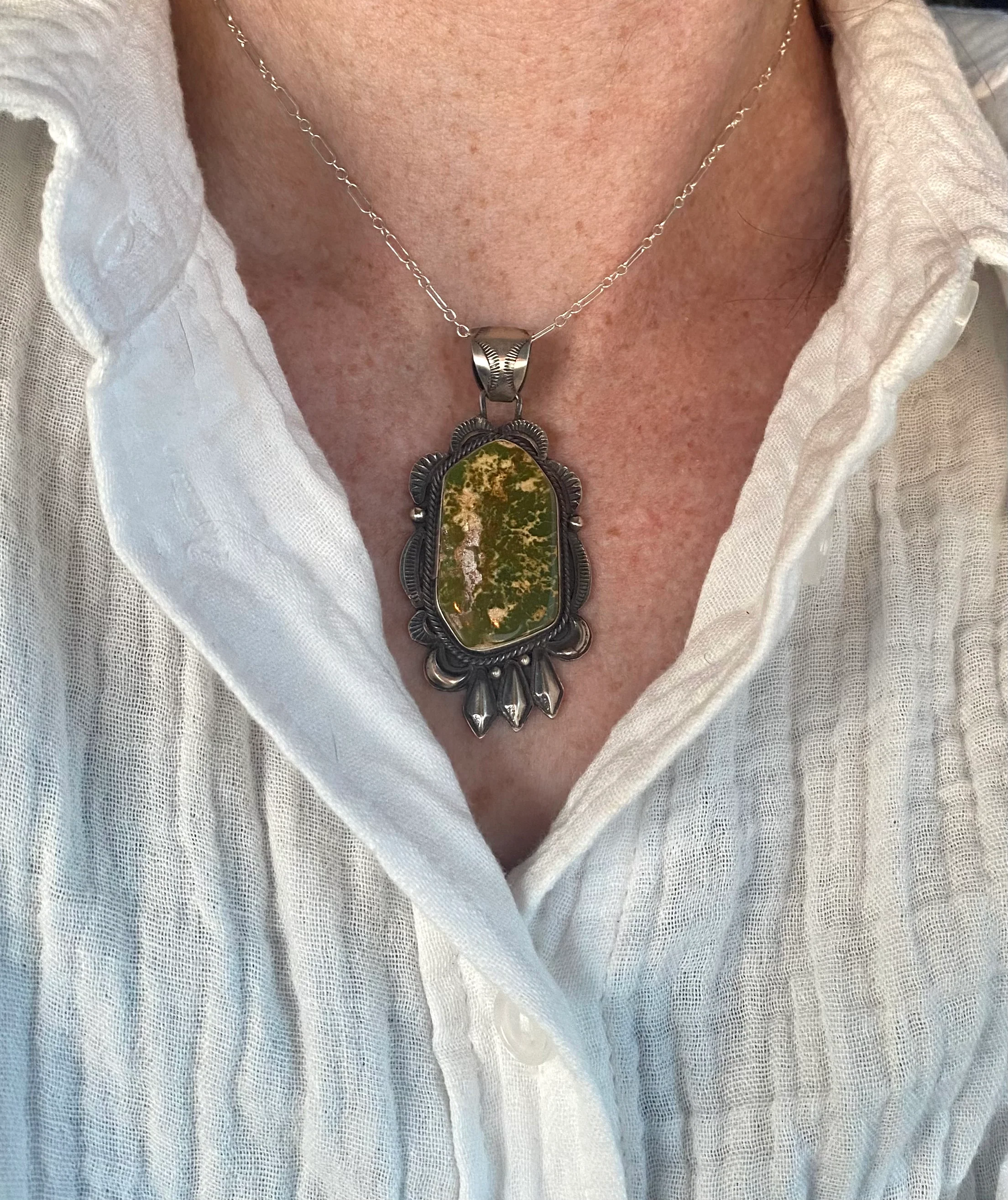 Vintage Green Flower Royston Necklace From The Rodgers Collection - Image 2