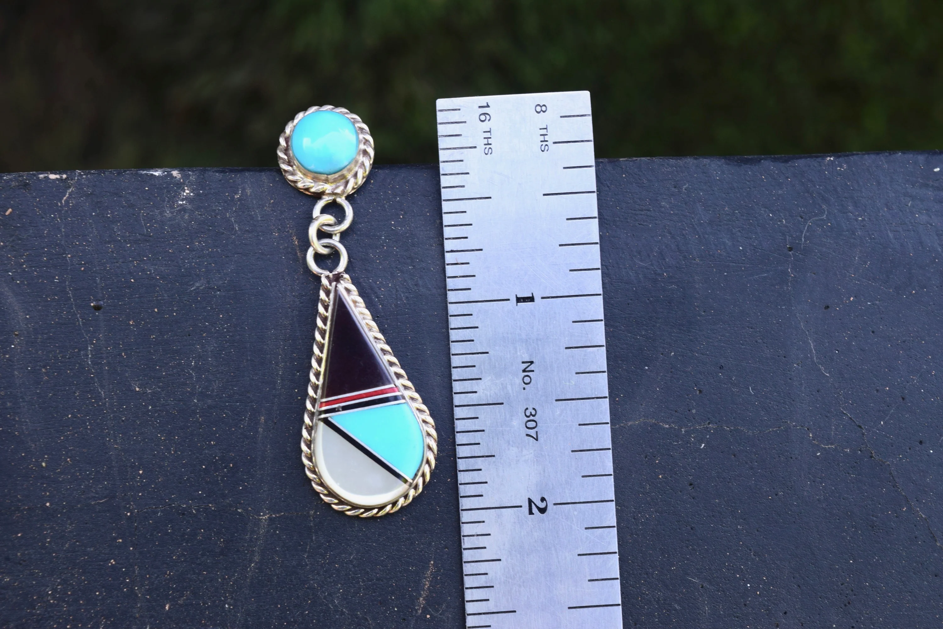 VINTAGE INLAY TEARDROP EARRINGS FROM THE RODGERS COLLECTION - Image 2