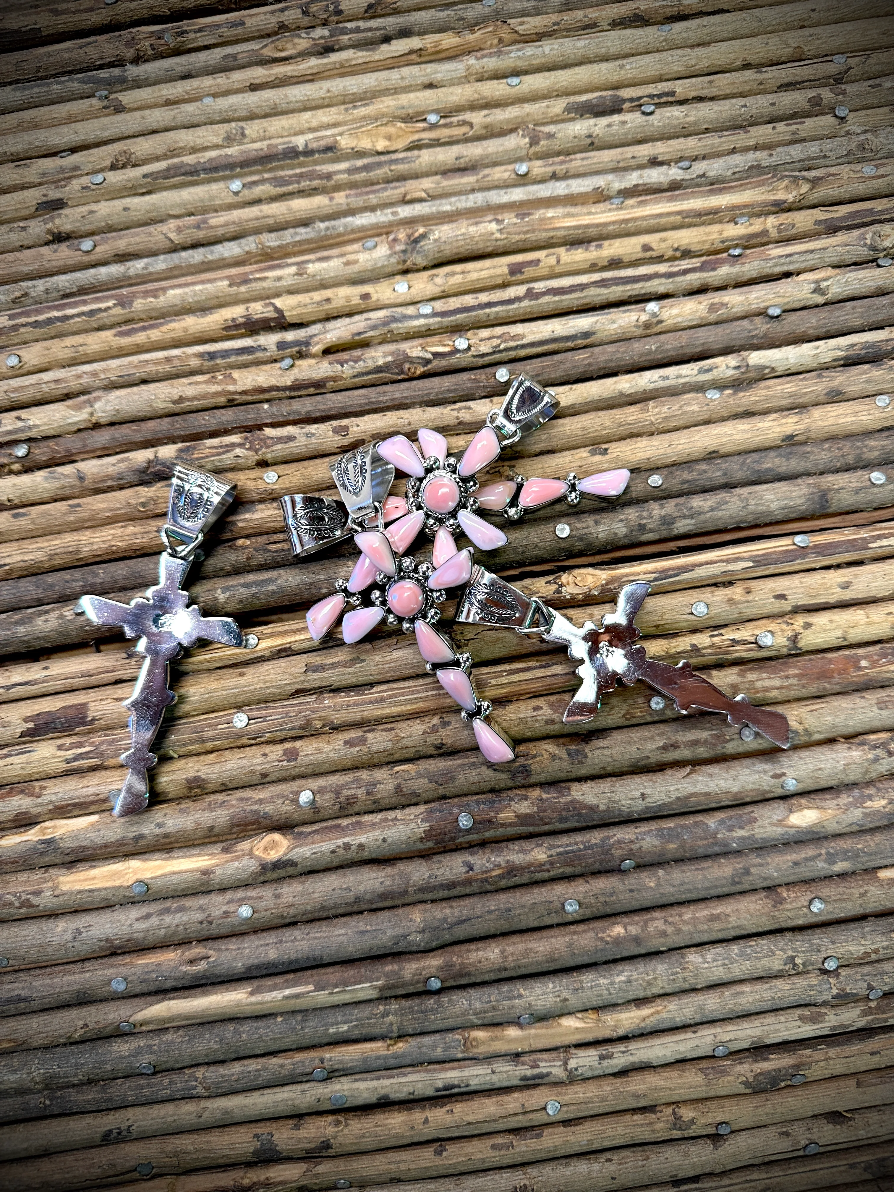 Who Knew Pink Conch Cross Pendant - Image 2