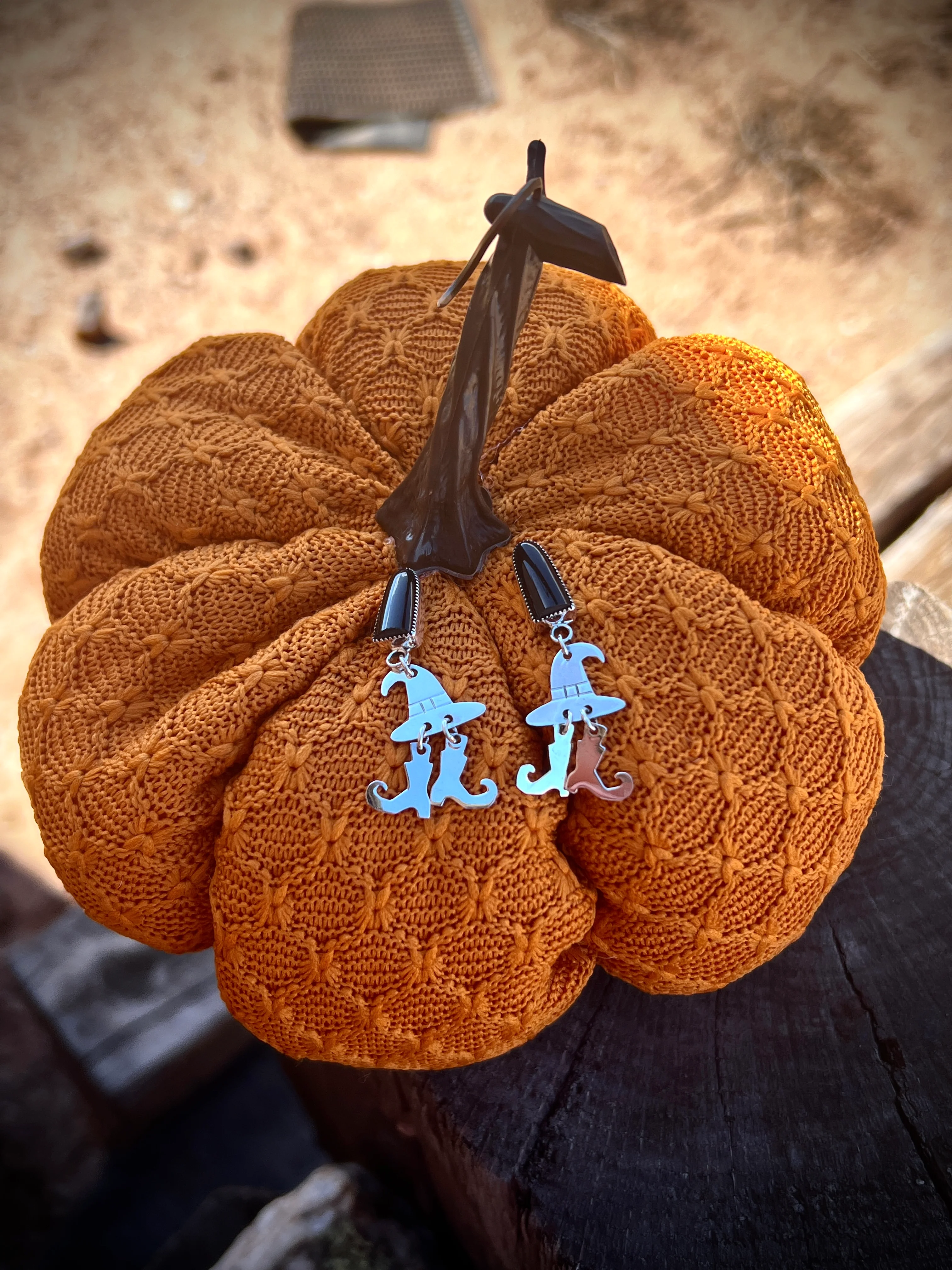 Witchy! Tombstone Witch Hat and Boots Earrings