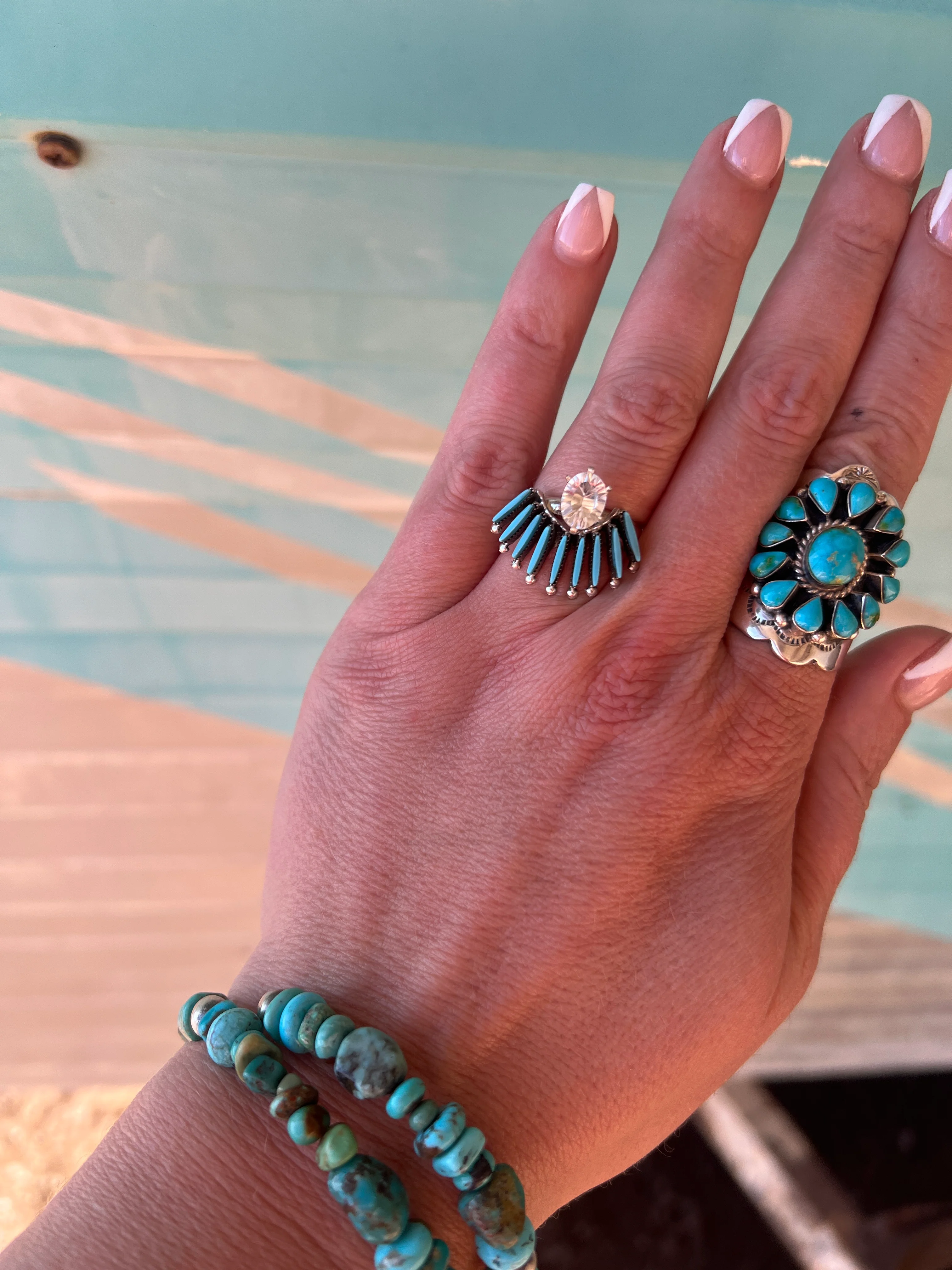 Zuni 9 Stone Ring Stacker - Image 5
