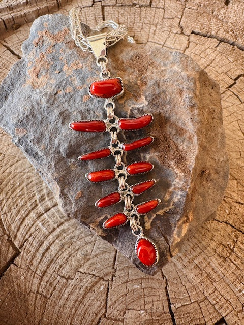 Zuni Coral Cluster Necklace - Image 2