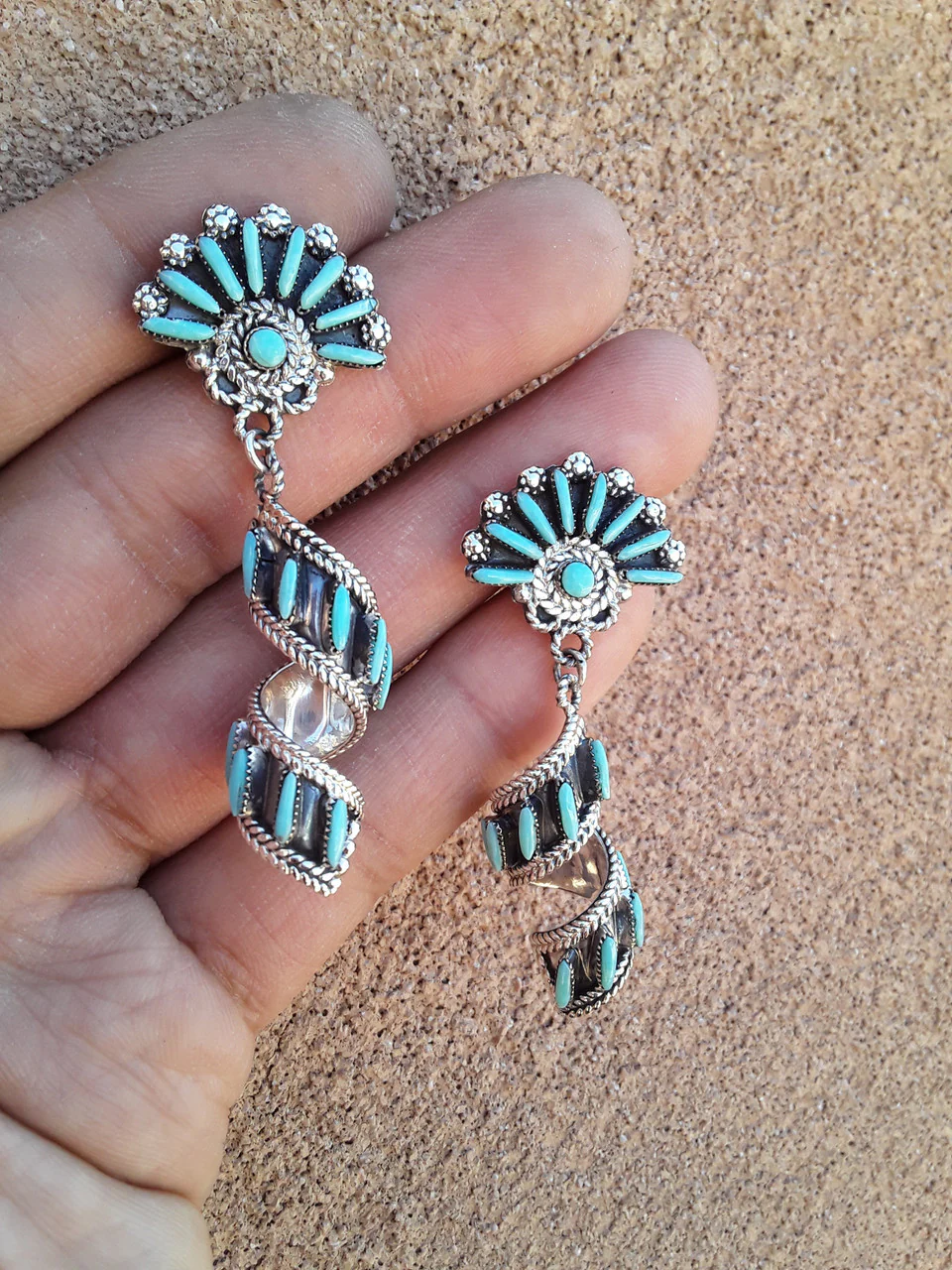 ZUNI DANGLE SPIRAL EARRINGS - Image 3