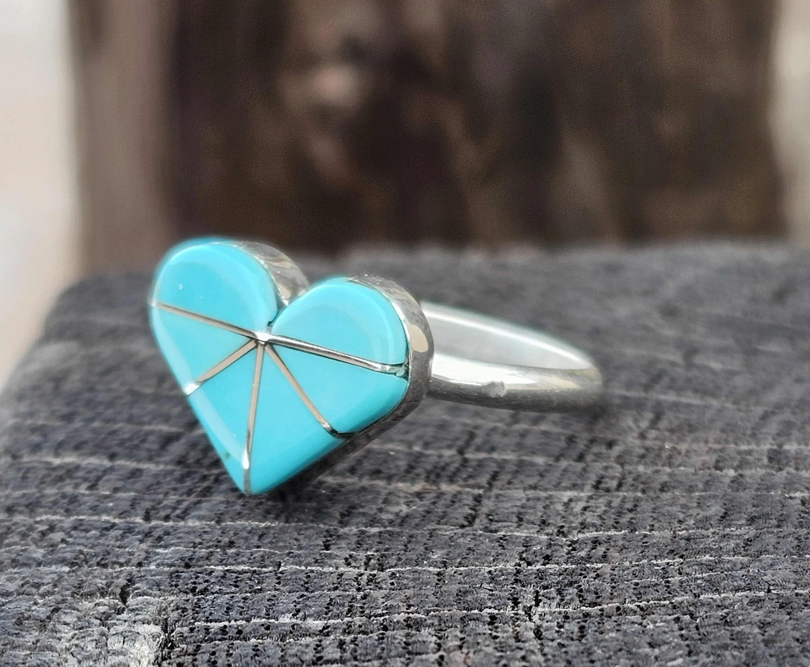 Zuni inlayed romance heart ring - Image 2