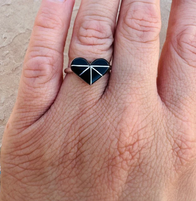 Zuni inlayed romance heart ring - Image 4