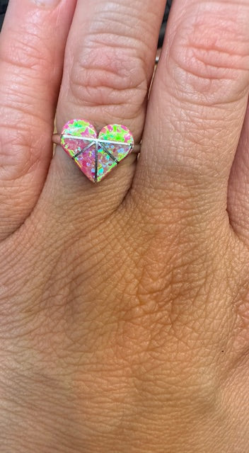 Zuni inlayed romance heart ring - Image 6