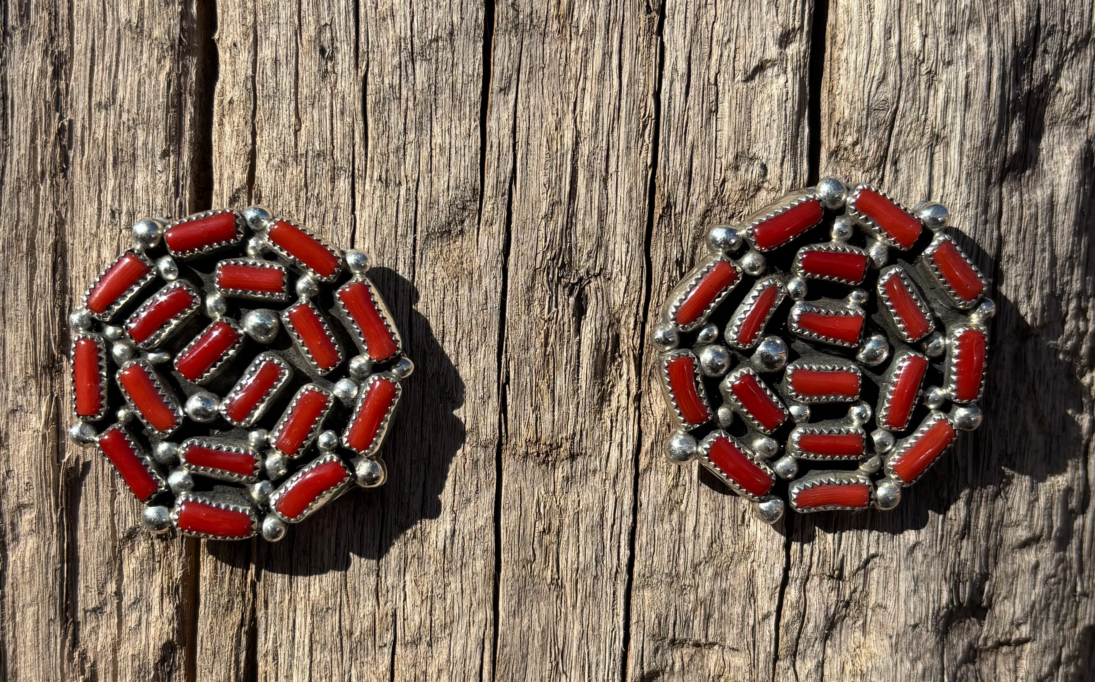 Zuni Red Cluster Earrings - Image 2