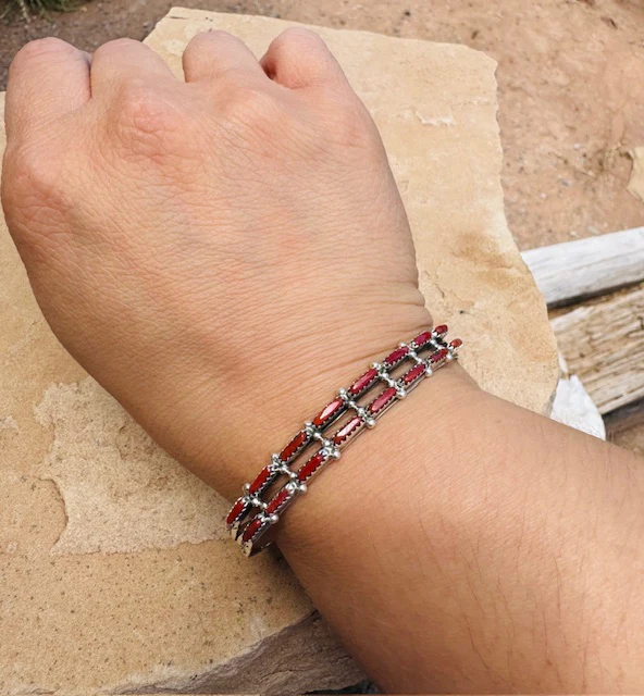 Zuni Stamped Double Row Cuff - Image 2
